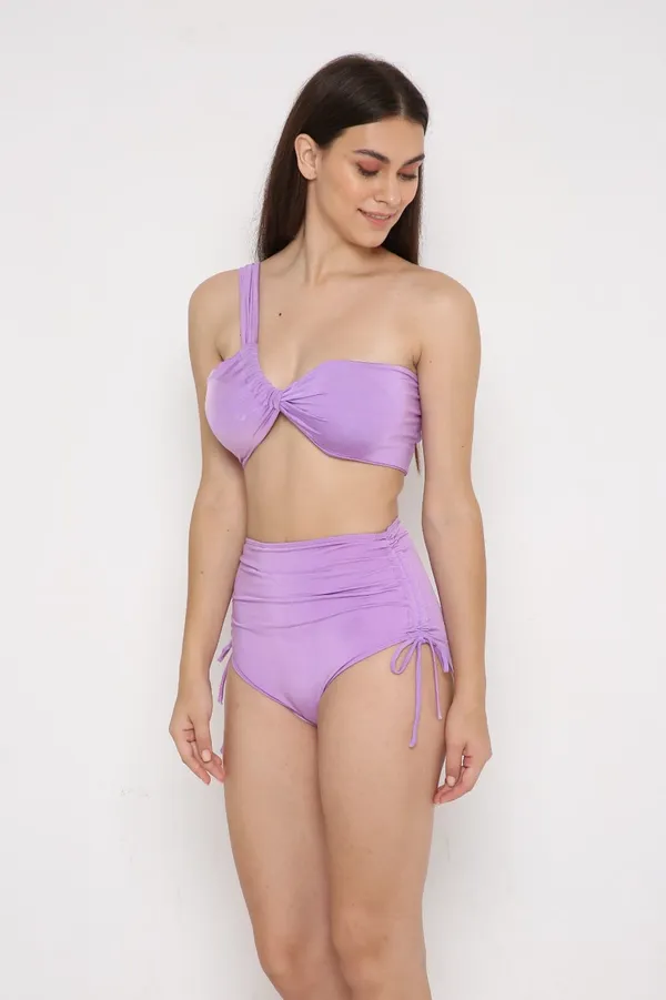 Purple_Nylon_Pintucked_Monostrap_Bikini_For_Women
