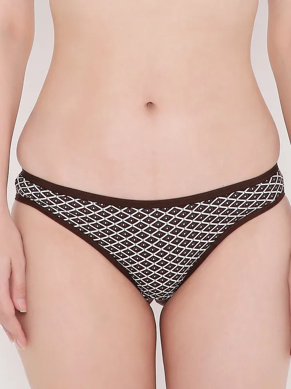 Dark_Brown_Assorted_Low_Waist_Printed_Bikini_Panty_For_Women