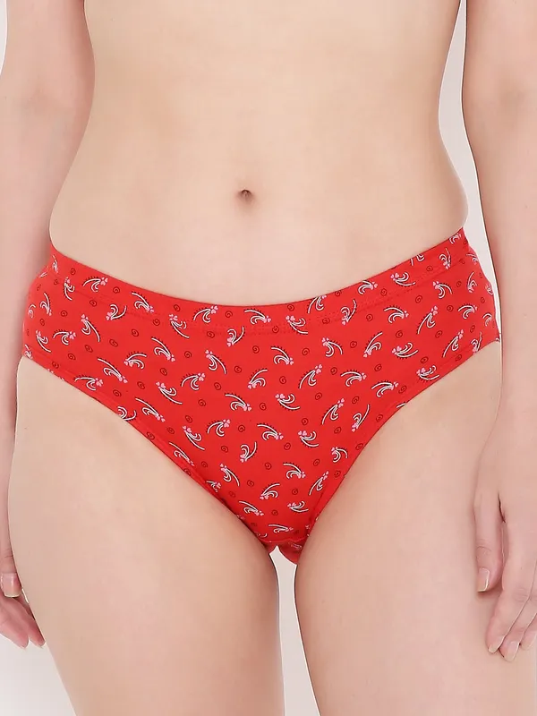 Cherry_Red_Assorted_Mid_Waist_Printed_Bikini_Panty_For_Women