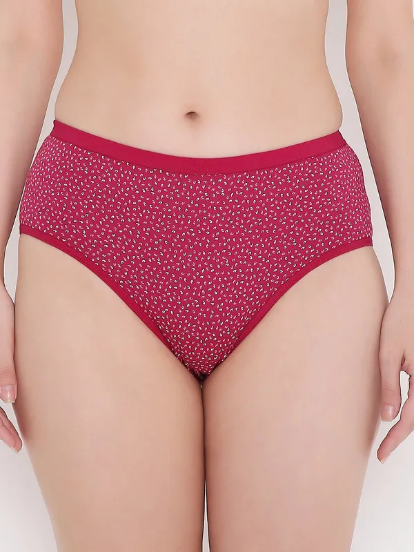 Dark_Pink_Assorted_Mid_Waist_Printed_Bikini_Panty_For_Women