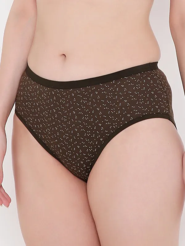 Dark_Brown_Assorted_Mid_Waist_Printed_Bikini_Panty_For_Women