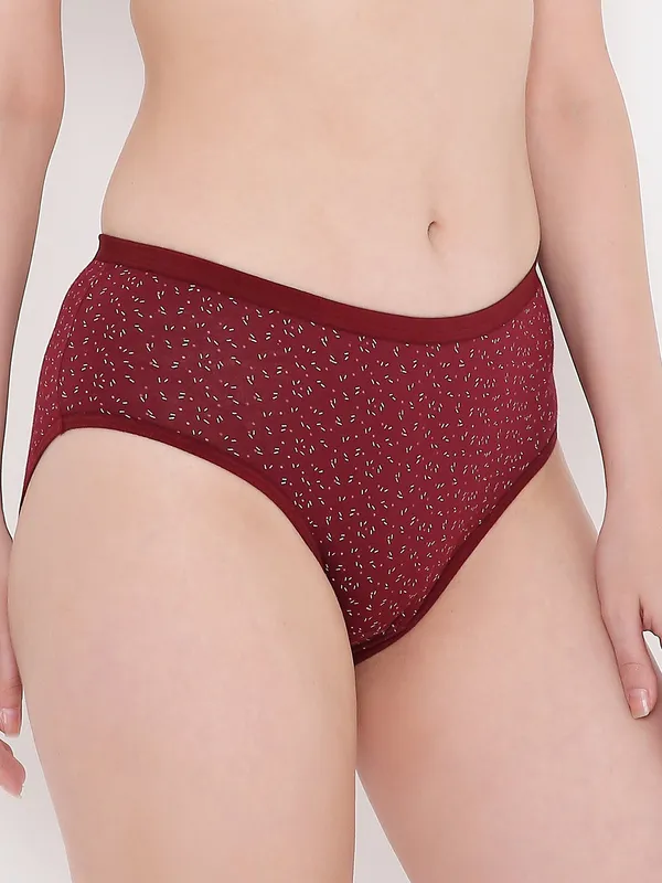 Maroon_Assorted_Mid_Waist_Printed_Bikini_Panty_For_Women