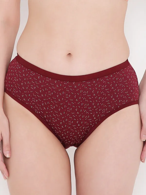 Maroon_Assorted_Mid_Waist_Printed_Bikini_Panty_For_Women