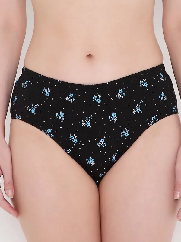 Blue_&_Black_Assorted_Mid_Waist_Printed_Bikini_Panty_For_Women