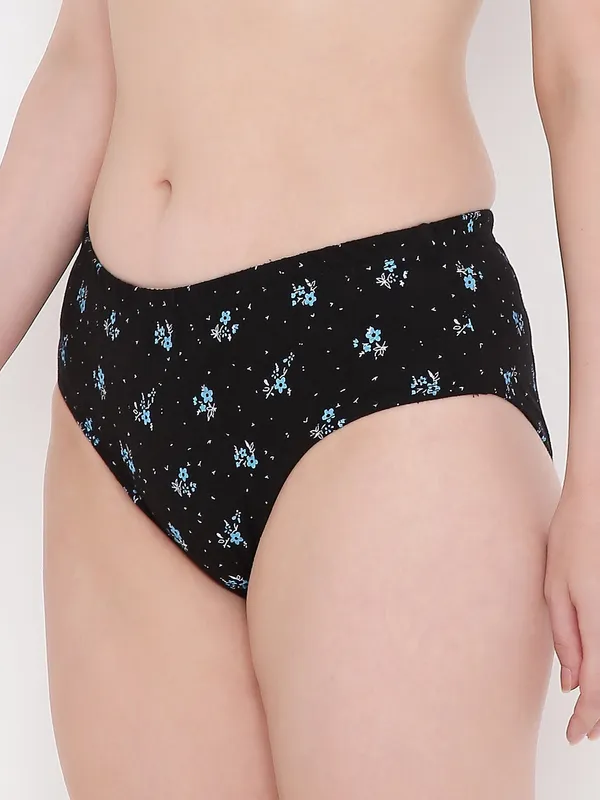Blue_&_Black_Assorted_Mid_Waist_Printed_Bikini_Panty_For_Women