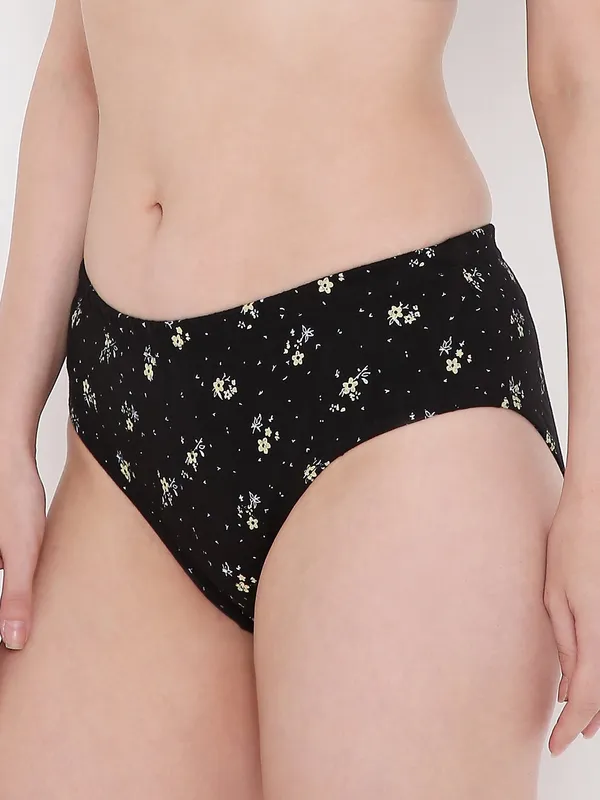Yellow_&_Black_Assorted_Mid_Waist_Printed_Bikini_Panty_For_Women