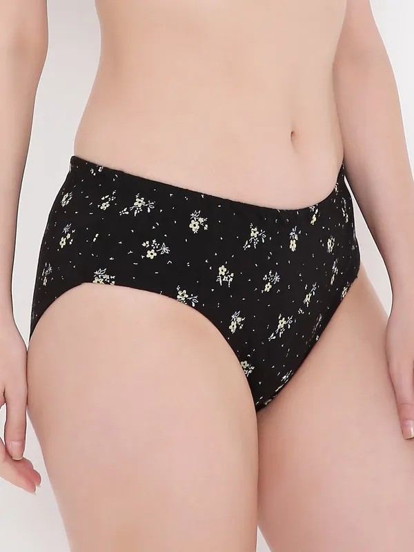 Yellow_&_Black_Assorted_Mid_Waist_Printed_Bikini_Panty_For_Women