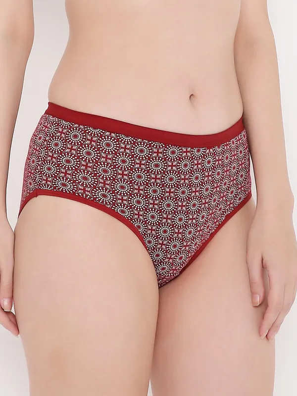 Maroon_Assorted_Mid_Waist_Printed_Bikini_Panty_For_Women