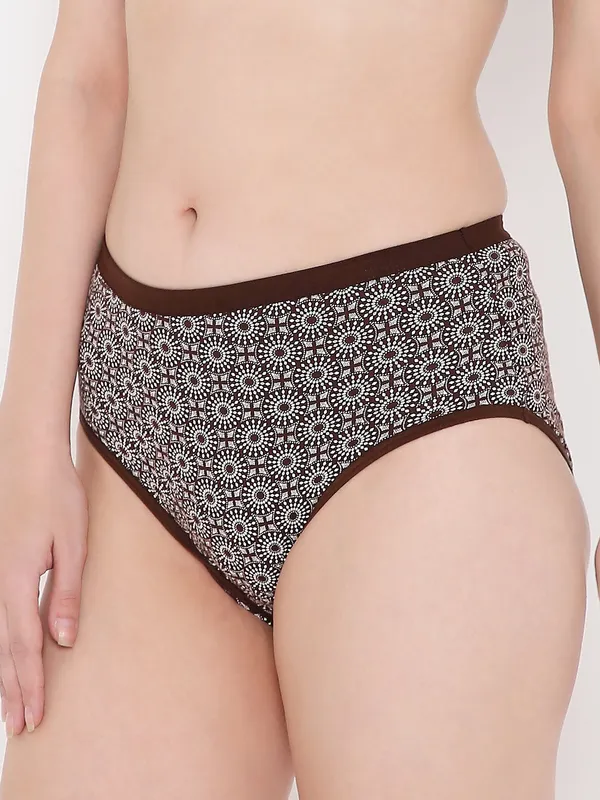 Dark_Brown_Assorted_Mid_Waist_Printed_Bikini_Panty_For_Women