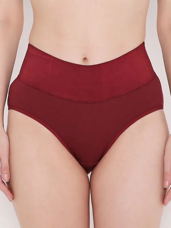 Maroon_High_Waist_Tummy_Tucker_Panty_For_Women