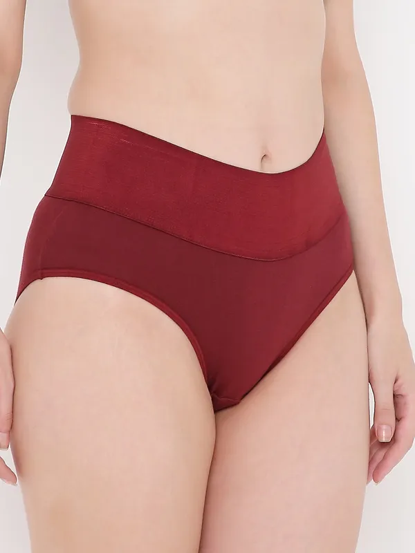 Maroon_High_Waist_Tummy_Tucker_Panty_For_Women
