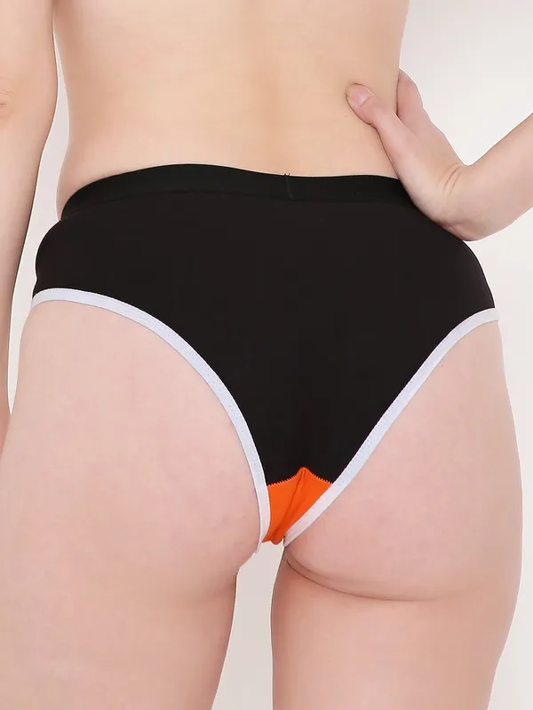 Orange_&_Black_Mid_Waist_Dual_Tone_Boyfriend_Brief_For_Women