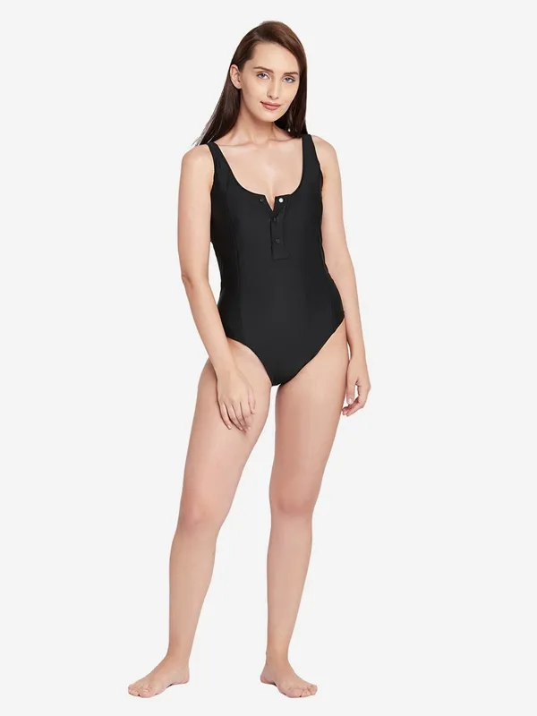 Burgundy_Buttoned_One_Piece_Swimsuit_For_Women