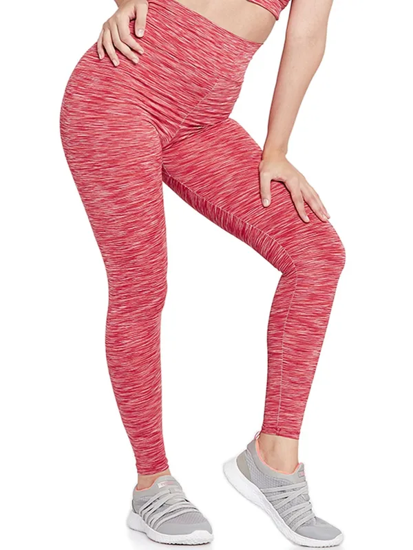 Melange_Red_Ankle_Length_Self_Design_Sports_Leggings_For_Women