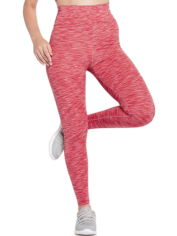 Melange_Red_Ankle_Length_Self_Design_Sports_Leggings_For_Women