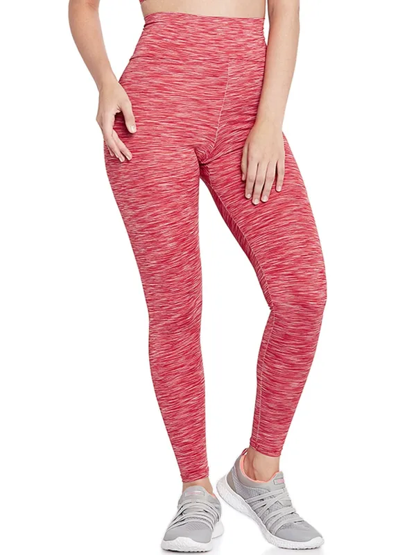 Melange_Red_Ankle_Length_Self_Design_Sports_Leggings_For_Women