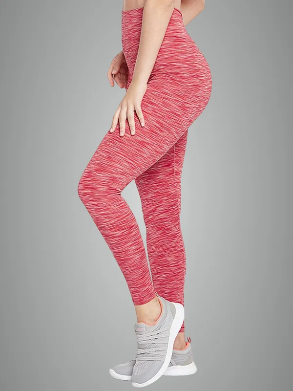 Melange_Red_Ankle_Length_Self_Design_Sports_Leggings_For_Women