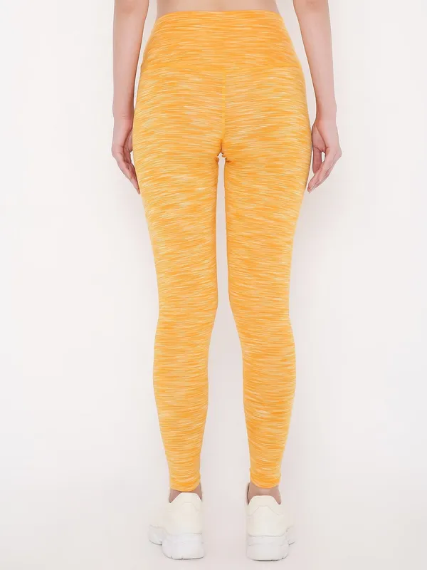 Melange_Yellow_Ankle_Length_Self_Design_Sports_Leggings_For_Women