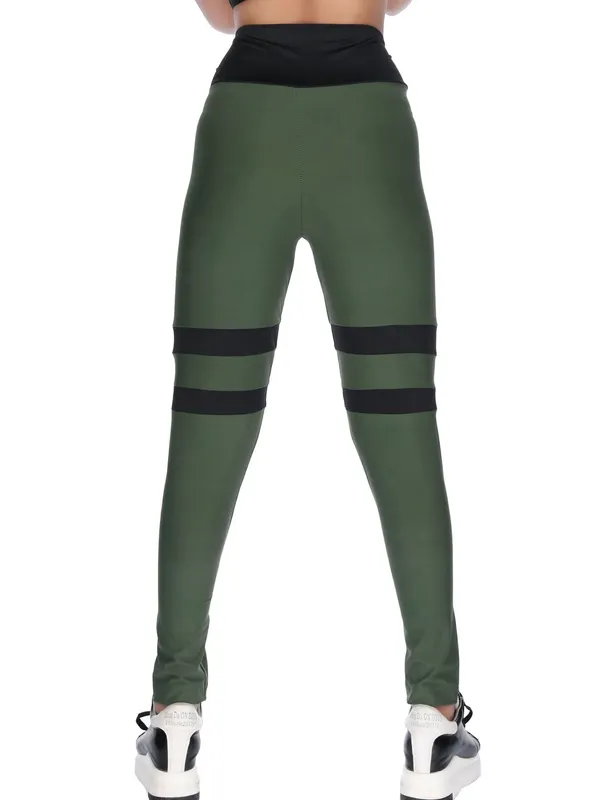 Military_Green_&_Black_Army_Sports_Gym_Leggings_For_Women