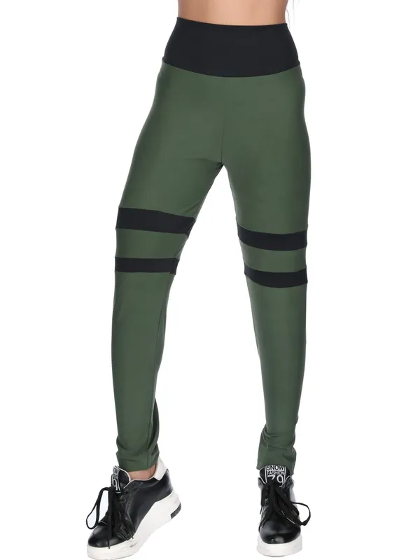 Military_Green_&_Black_Army_Sports_Gym_Leggings_For_Women