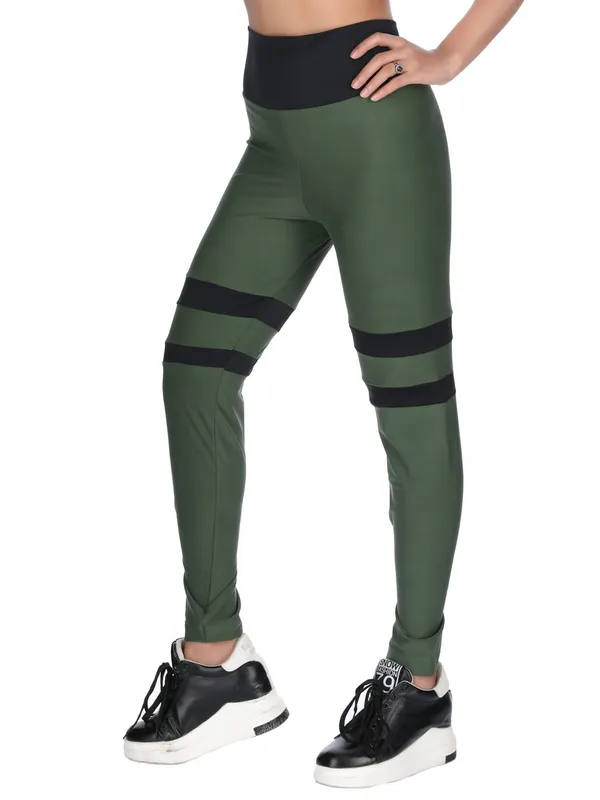 Military_Green_&_Black_Army_Sports_Gym_Leggings_For_Women