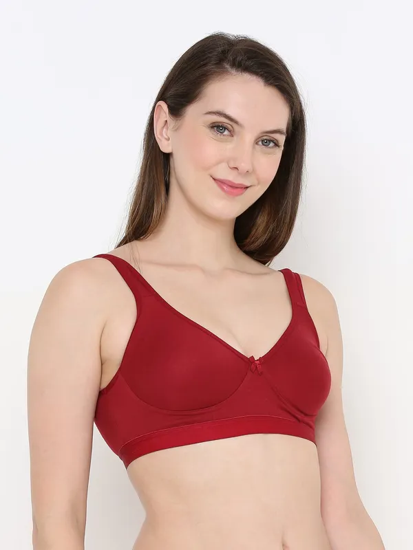 Maroon_Comfort_Plus_Full_Coverage_Slip-On_Bra,_Wire-Free_&_Non-Padded_For_Women
