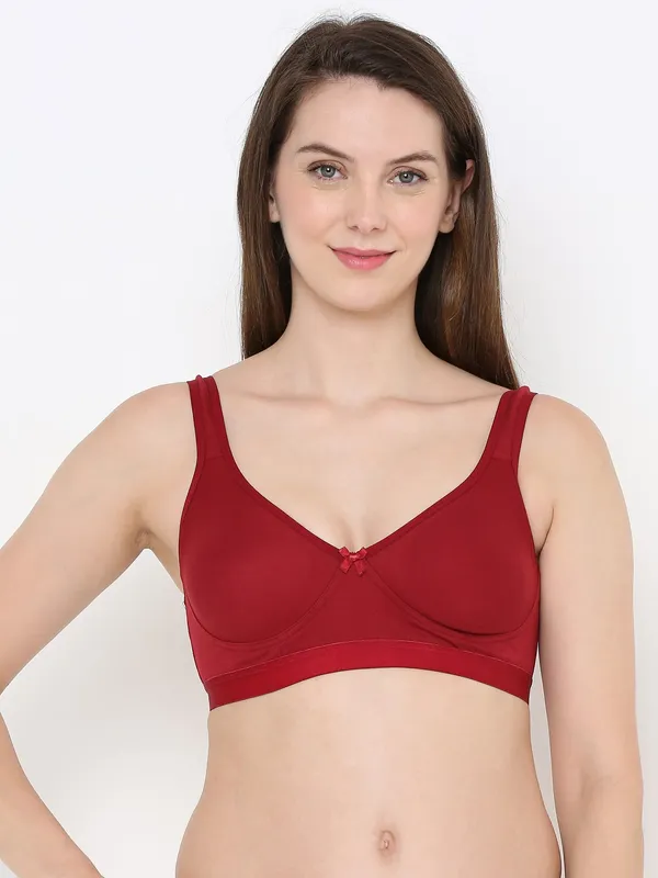 Maroon_Comfort_Plus_Full_Coverage_Slip-On_Bra,_Wire-Free_&_Non-Padded_For_Women