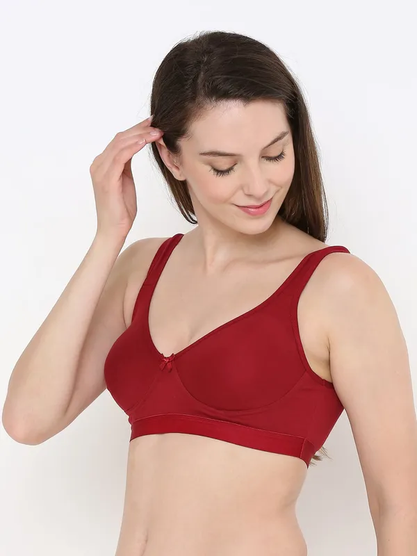 Maroon_Comfort_Plus_Full_Coverage_Slip-On_Bra,_Wire-Free_&_Non-Padded_For_Women