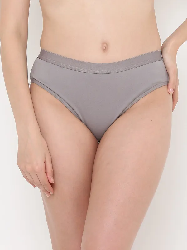 Grey_Mid_Rise_Soft_Cotton/Spandex_Bikini_Panty_For_Women