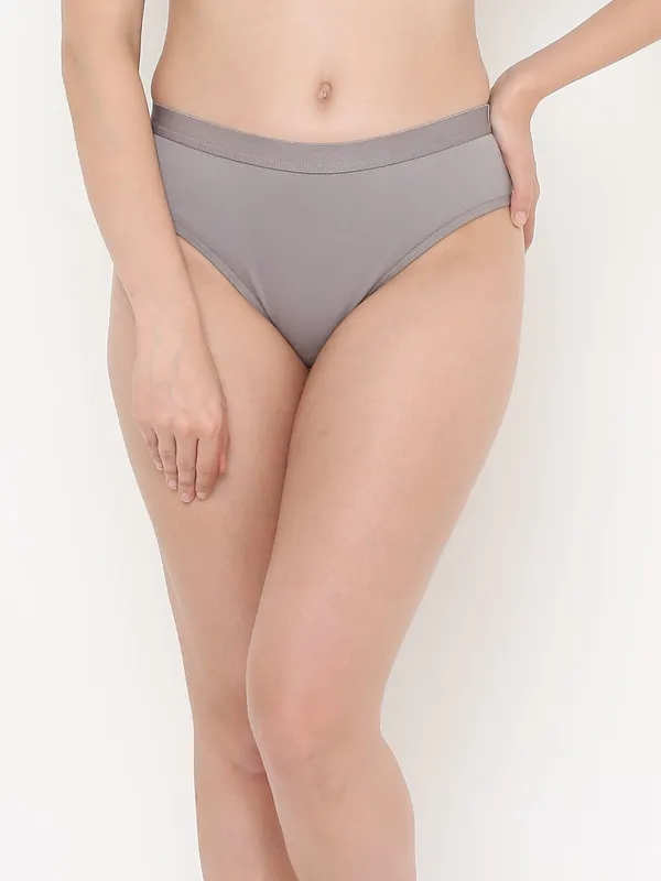 Grey_Mid_Rise_Soft_Cotton/Spandex_Bikini_Panty_For_Women