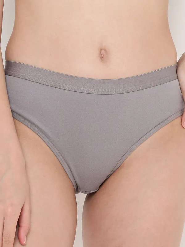 Grey_Mid_Rise_Soft_Cotton/Spandex_Bikini_Panty_For_Women
