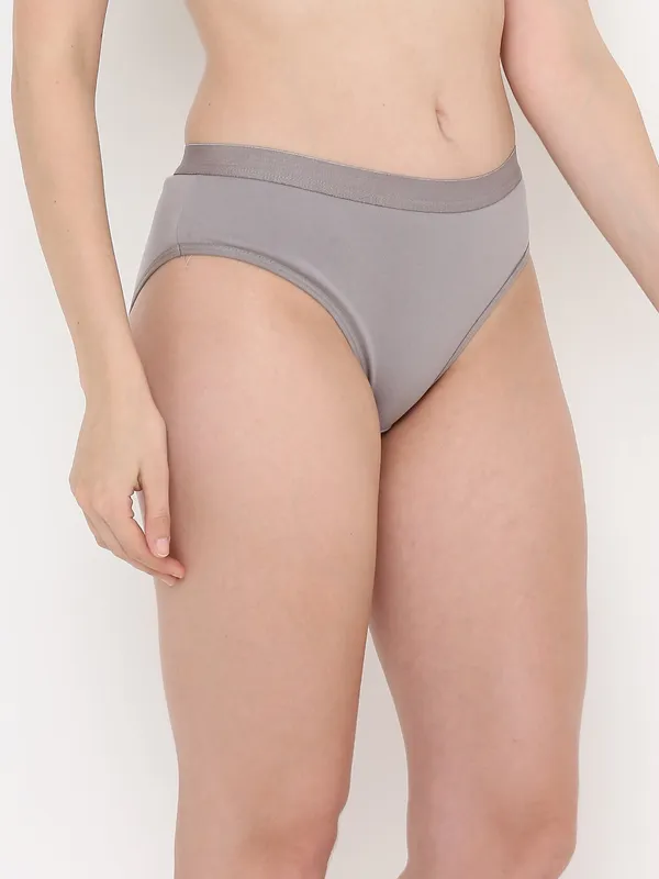 Grey_Mid_Rise_Soft_Cotton/Spandex_Bikini_Panty_For_Women