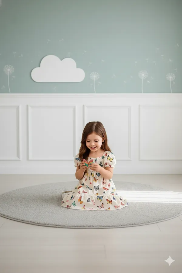 Multicolor_Butterfly_Printed_Short_Sleeve_Kids_Dress