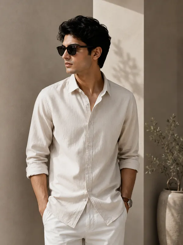 HASAL_Men's_Solid_Beige_Casual_Shirt_|_Premium_Cotton_Blend_|_Full_Sleeve_Regular_Fit_Shirt