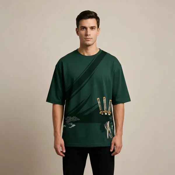 Green_Cotton_Oversized_Samurai_Graphic_T-Shirt_For_Men