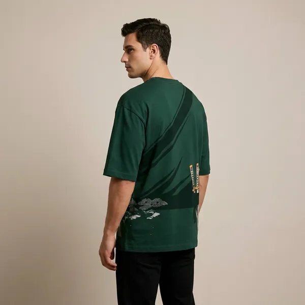Green_Cotton_Oversized_Samurai_Graphic_T-Shirt_For_Men