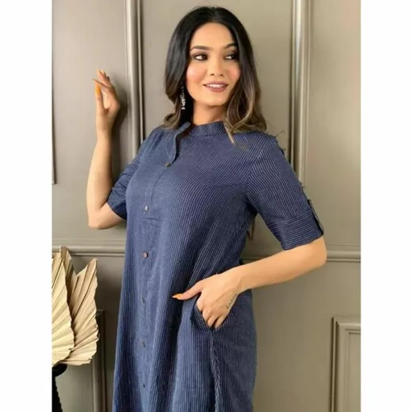 Navy_Blue_Cotton_Kurti_Set_For_Women