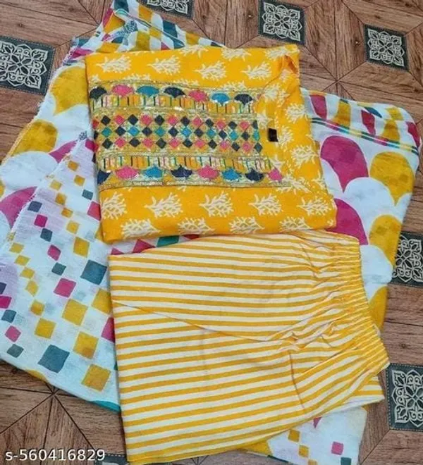 Yellow_Cotton_Kurti_Set_For_Women