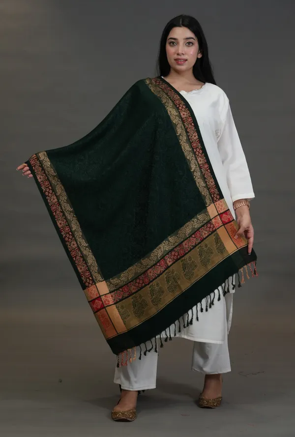 Shifneen_Acrylic_Solid_Women_Shawl_Dark_Green