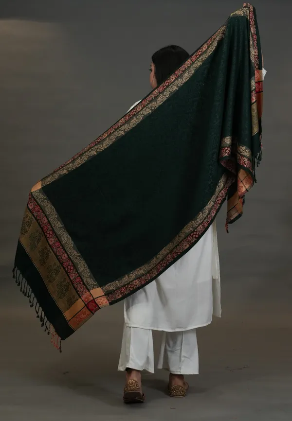 Shifneen_Acrylic_Solid_Women_Shawl_Dark_Green