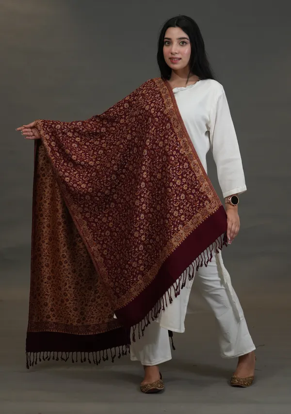 Shifneen_Acrylic_Woven_Women_Shawl_Maroon