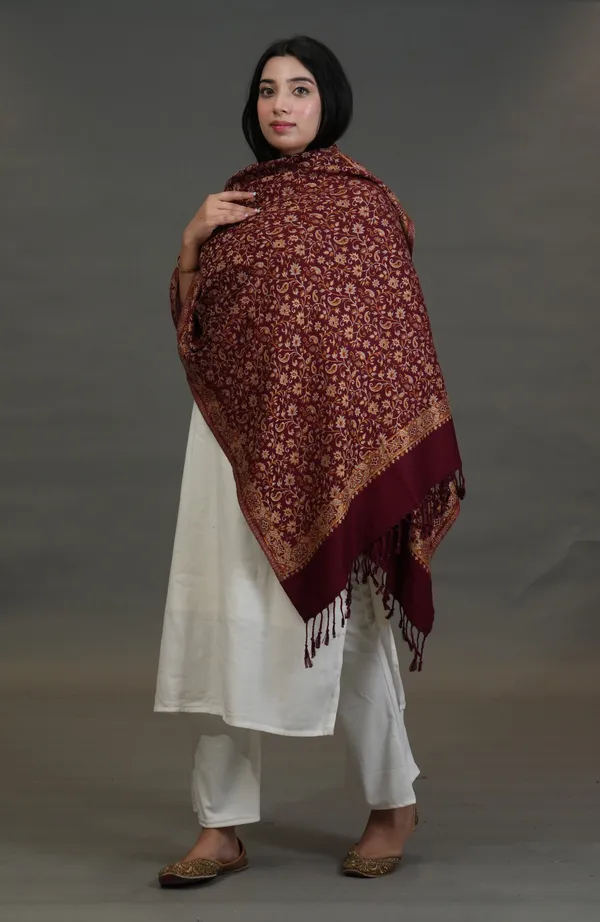 Shifneen_Acrylic_Woven_Women_Shawl_Maroon