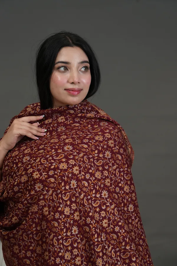 Shifneen_Acrylic_Woven_Women_Shawl_Maroon