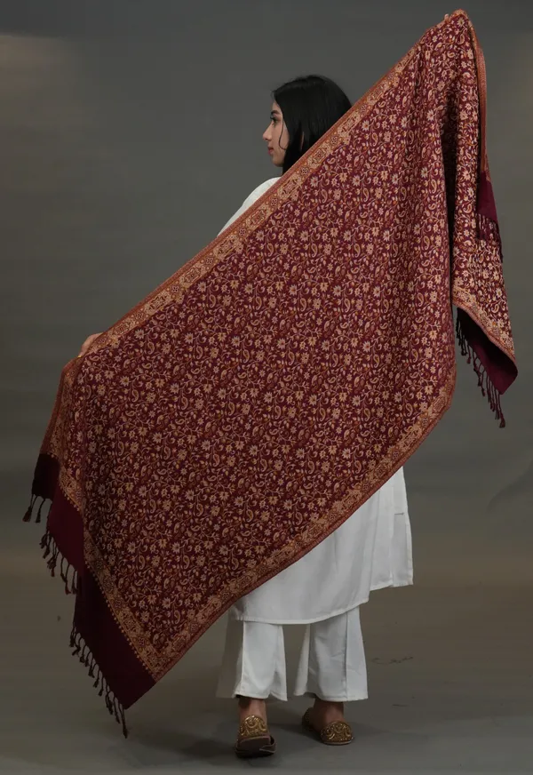 Shifneen_Acrylic_Woven_Women_Shawl_Maroon