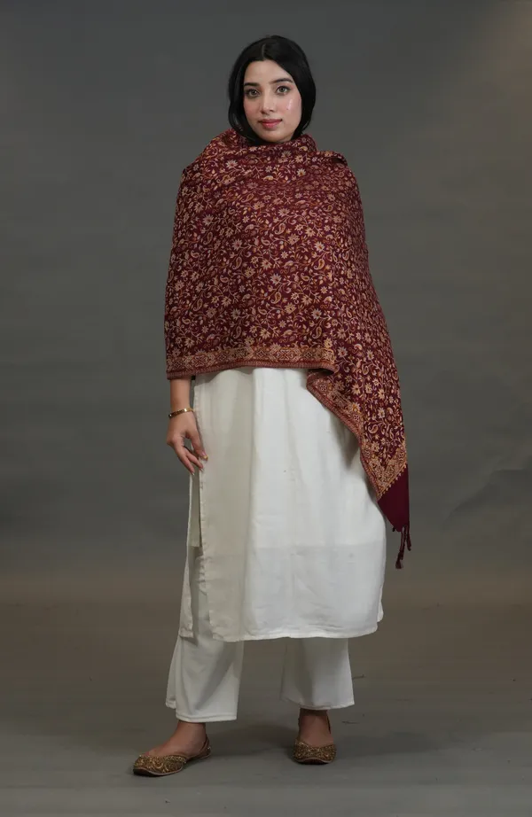 Shifneen_Acrylic_Woven_Women_Shawl_Maroon