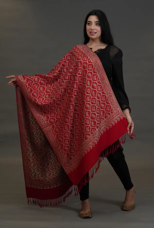 Shifneen_Acrylic_Paisley_Women_Shawl_Red