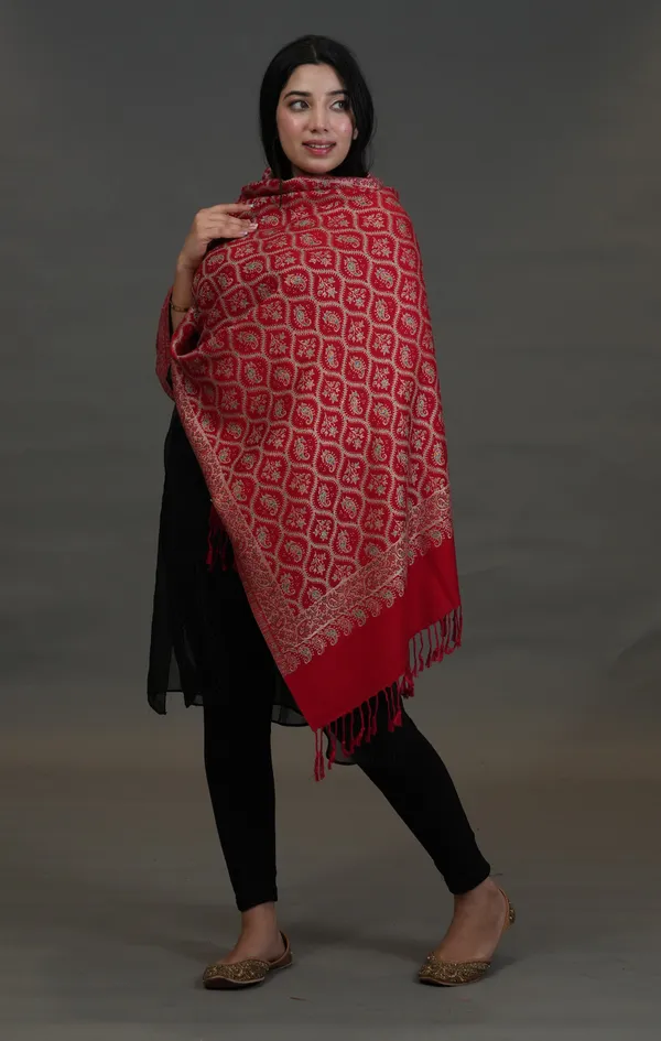 Shifneen_Acrylic_Paisley_Women_Shawl_Red