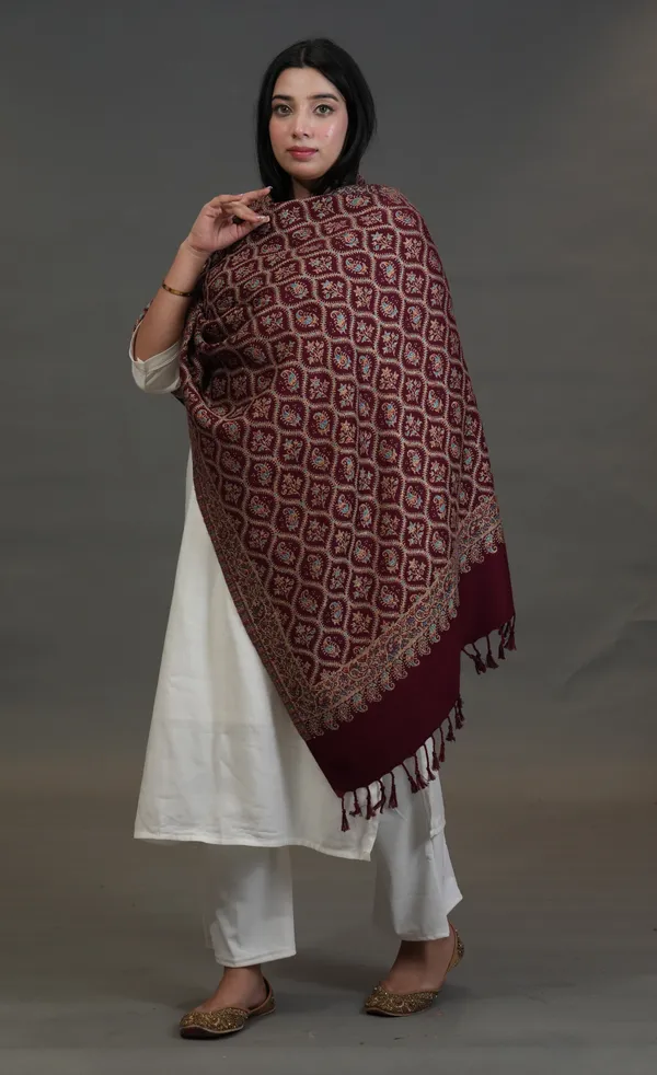 Shifneen_Acrylic_Woven_Women_Shawl_Maroon
