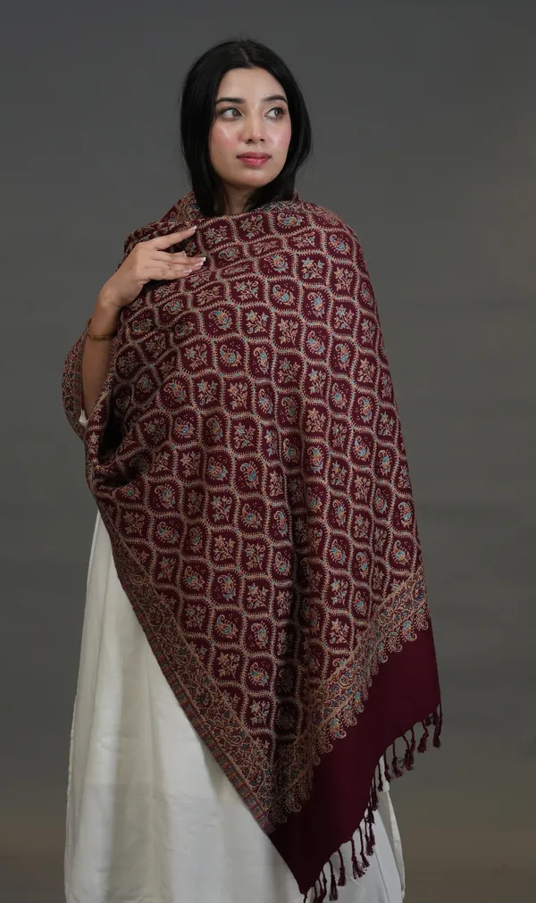 Shifneen_Acrylic_Woven_Women_Shawl_Maroon