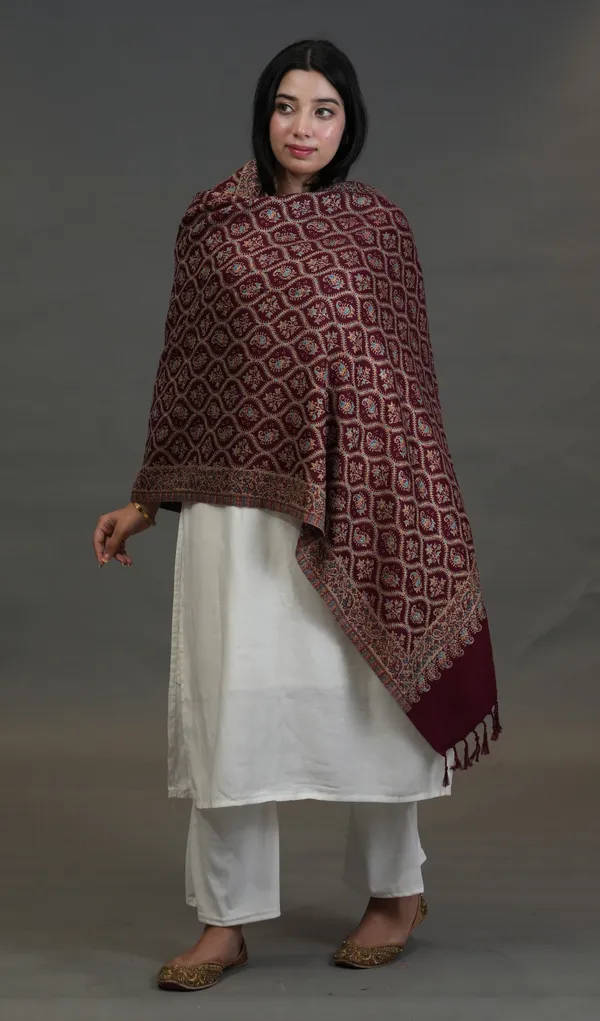 Shifneen_Acrylic_Woven_Women_Shawl_Maroon